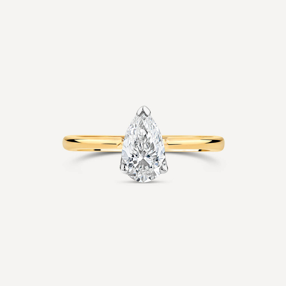 Born 18ct Yellow Gold Lab Grown 1ct Pear Diamond Ring