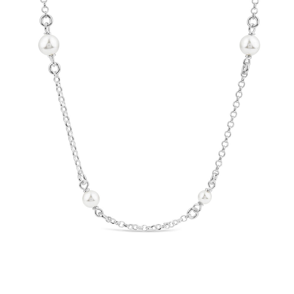 Sterling Silver Pearl Station Necklet image number 0