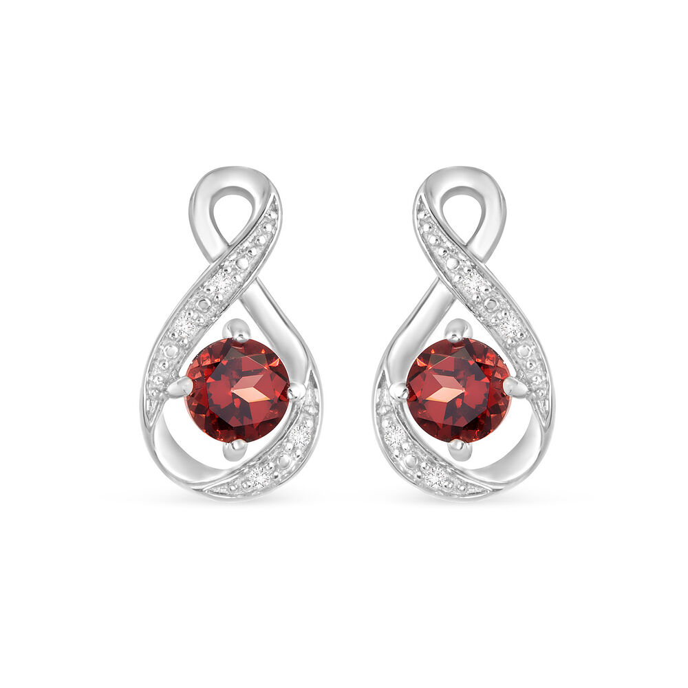 Sterling Silver and Cubic Zirconia January Birthstone Stud Earrings image number 0