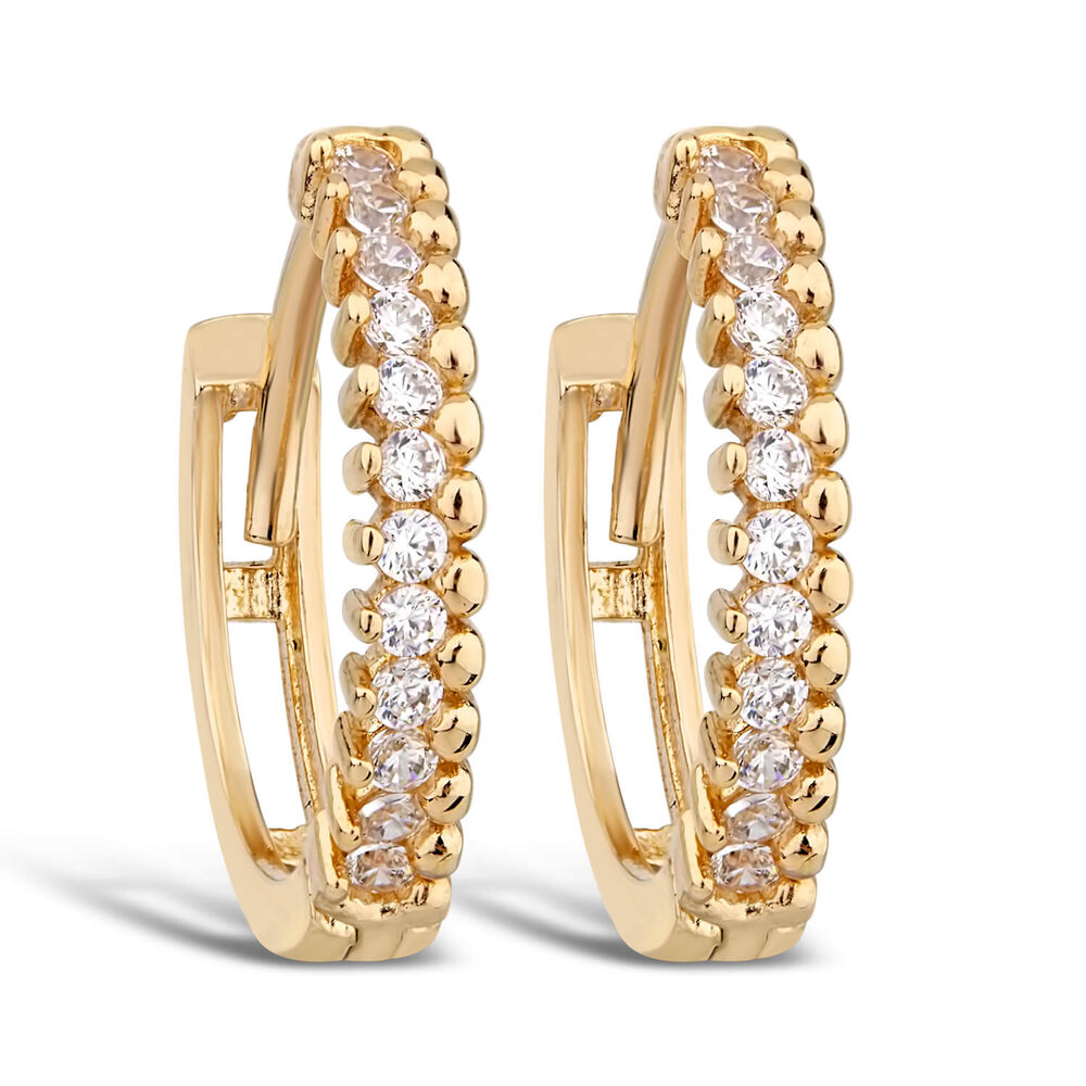 9ct Yellow Gold Cubic Zirconia Trend Hoop Earrings