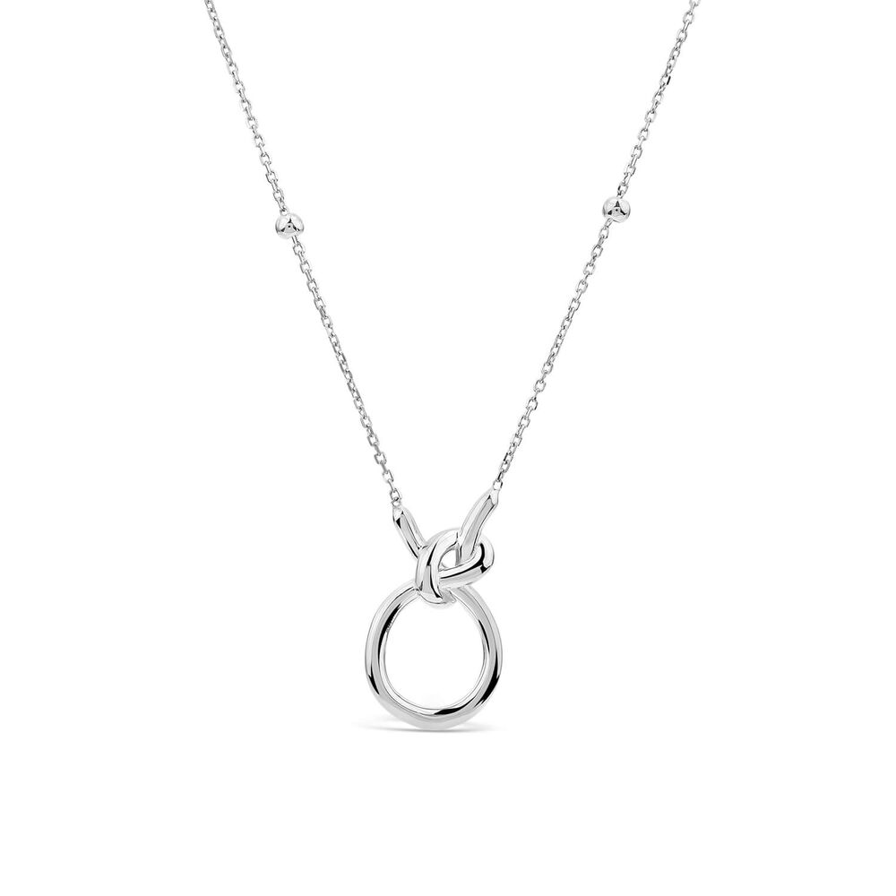 9ct White Gold Open Knot Bead Chain Necklet image number 0