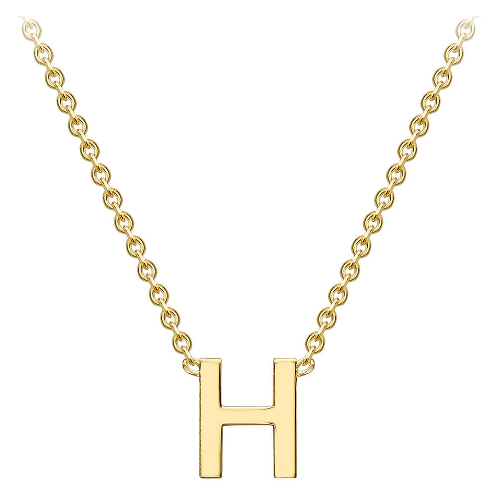 9 Carat Yellow Gold Petite Initial H Necklet (Special Order) (Chain Included)
