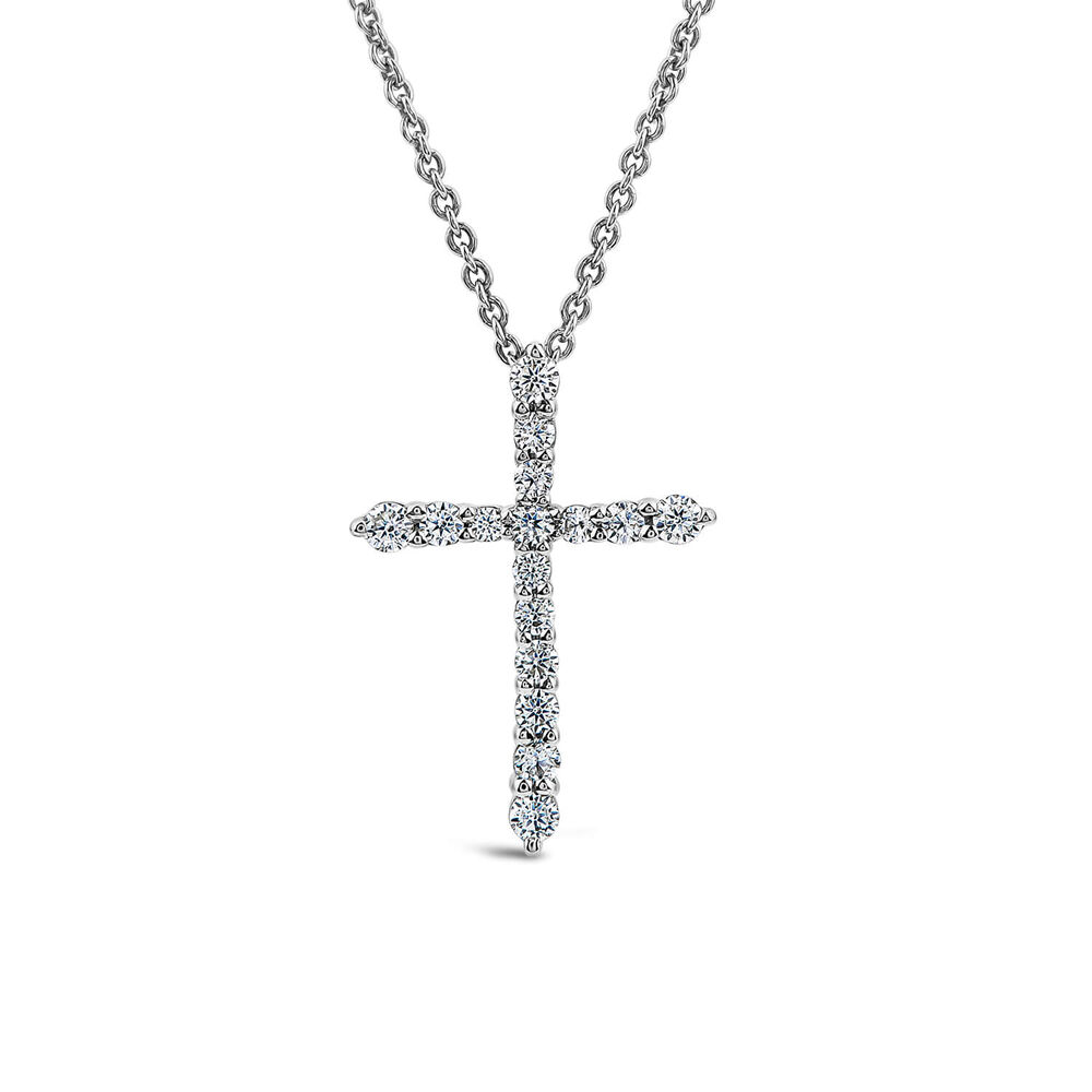 9ct White Gold 0.20ct Diamond Cross Pendant image number 0