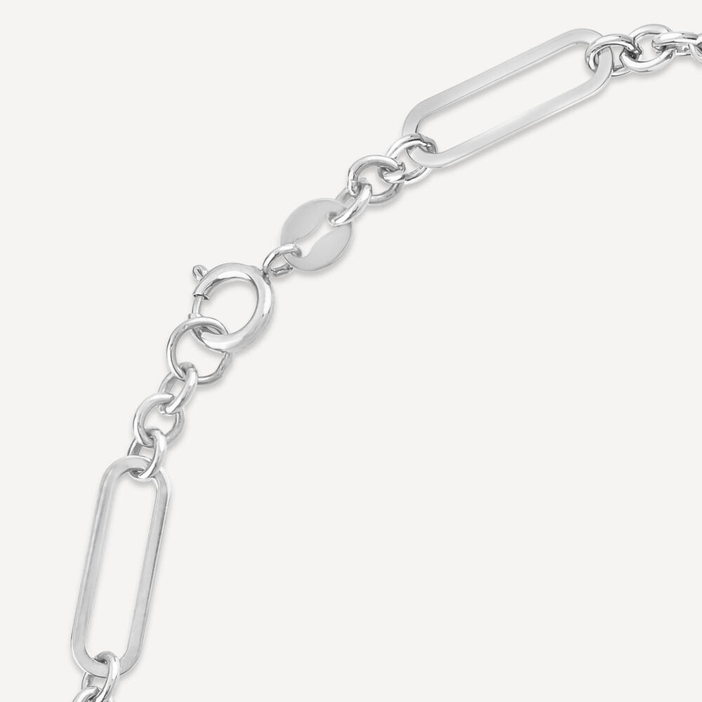 9ct White Gold Oval Amethyst & Blue Topaz Link Bracelet image number 3