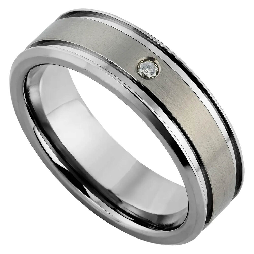 Titanium And Diamond Men's Wedding Ring