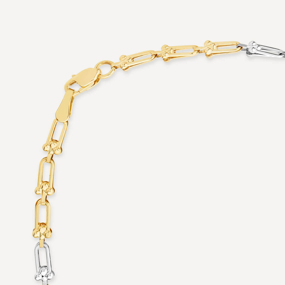 9ct Yellow & White Gold Stirrup Link Necklet image number 4