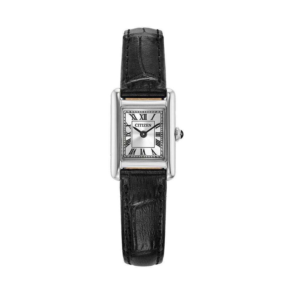 Citizen Fio Roma 24.5x17mm Silver Dial Black Leather Strap Watch
