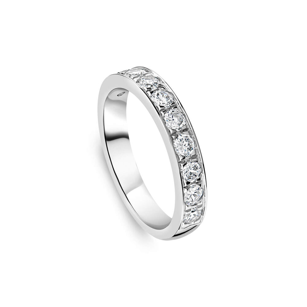 9ct White Gold 3.5mm 0.67ct Diamond Pave Set Wedding Ring image number 0