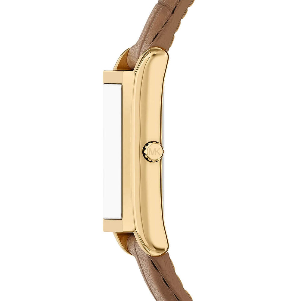 Michael Kors Essex 26mm Gold Dial Brown Leather Strap Watch