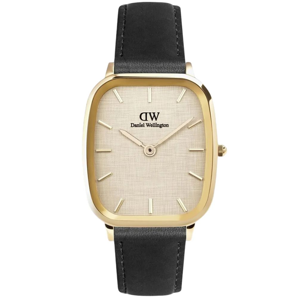 Daniel Wellington Vintage Sheffield Gold 32x36.3mm Dial Black Leather Strap Watch image number 0