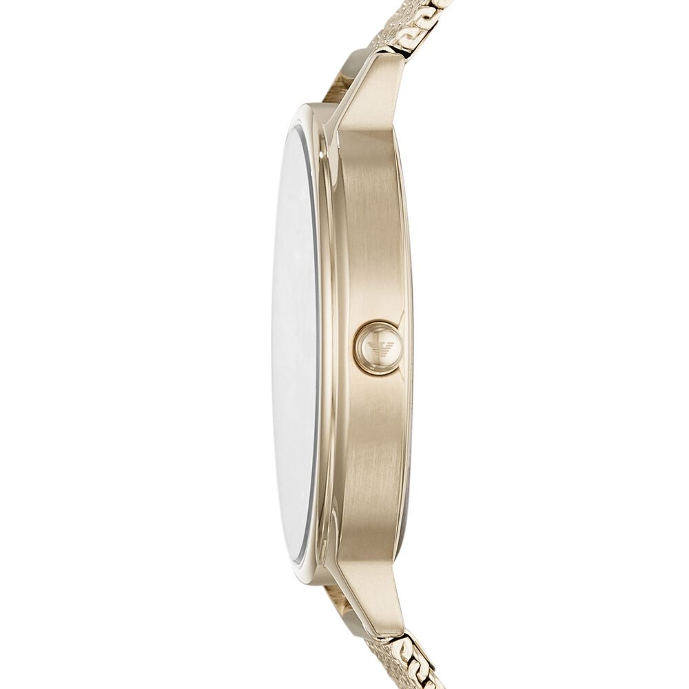 Emporio Armani Kappa Rose Crystal Dial Rose Gold Plated Mesh Bracelet Watch image number 1