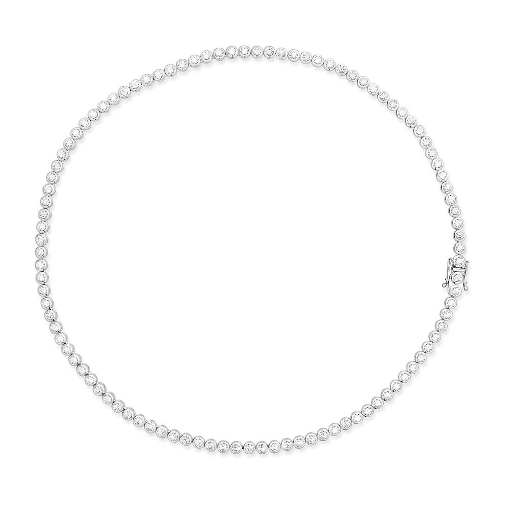 Ladies Sterling Silver Cubic Zirconia Tennis Necklace image number 2