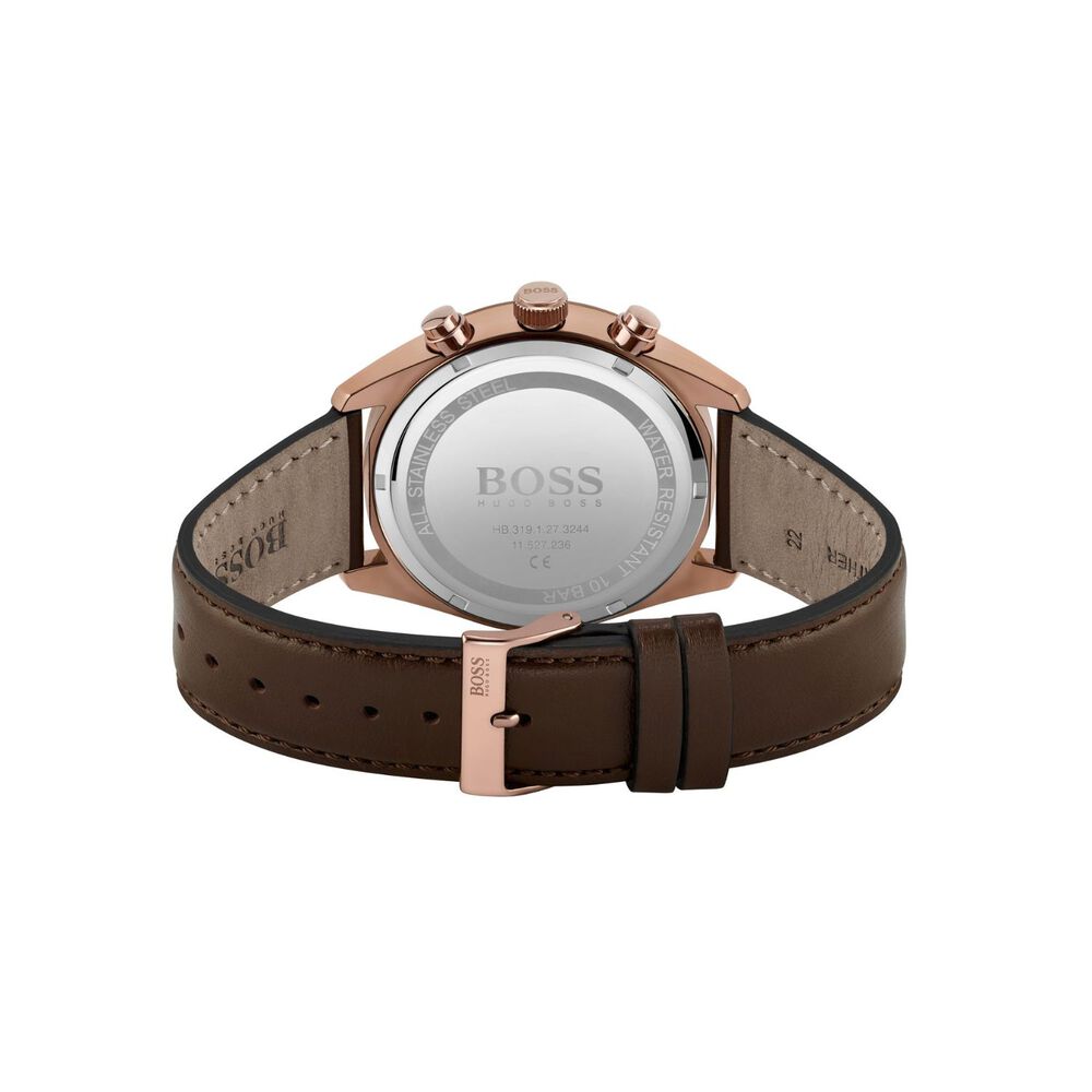 Hugo Boss Champion 44mm Blue Dial Brown IP Case Brown Strap Watch image number 2
