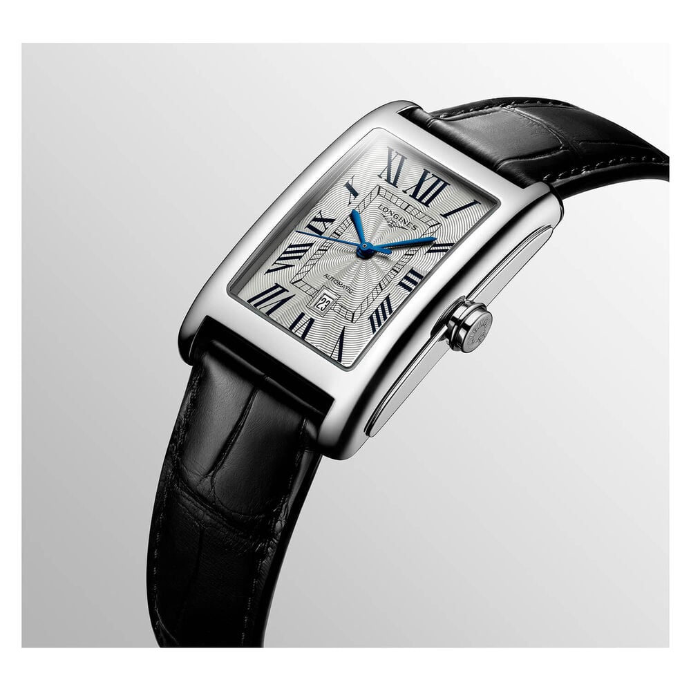 Longines DolceVita Silver Dial Roman Numerals Black Leather Strap Watch image number 2