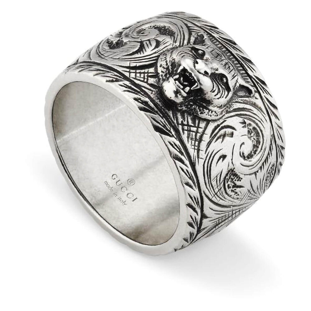 Gucci Aged silver Gatto Feline Head Ring
