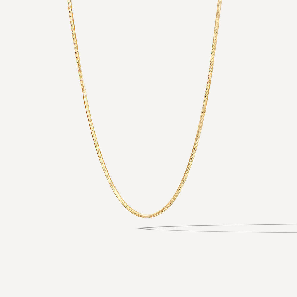 9ct Yellow Gold 16' Shiny Diamond Cut Chain Necklet image number 1