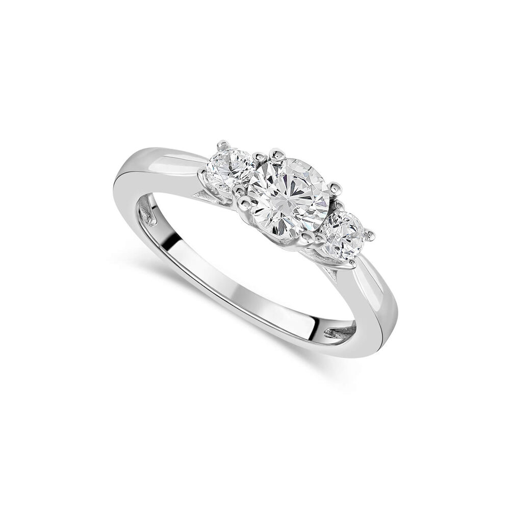 Sterling Silver Cubic Zirconoia Three Stone Promise Ring image number 0