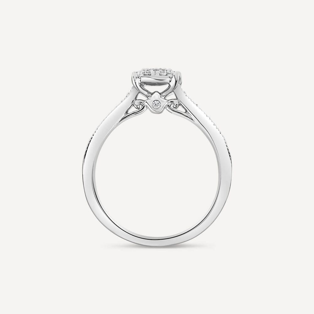 Kathy De Stafford Platinum 'Marnie' 0.33ct Diamond Solitaire Cluster Beaded Shoulders Ring image number 3