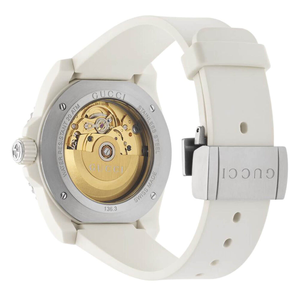 Gucci Dive 40mm Transparent Dial White Plastic Strap Watch