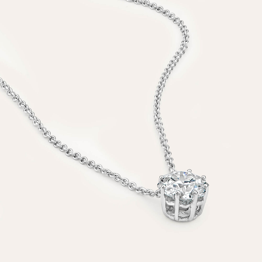 Born Classic 9ct White Gold Lab Grown 1ct Flower Cut Diamond Pendant