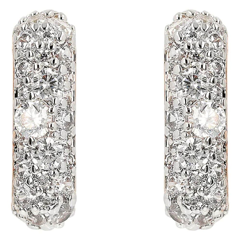 Bronzallure 18ct Rose Gold Plated White Cubic Zirconia Square Shaped Earrings image number 1