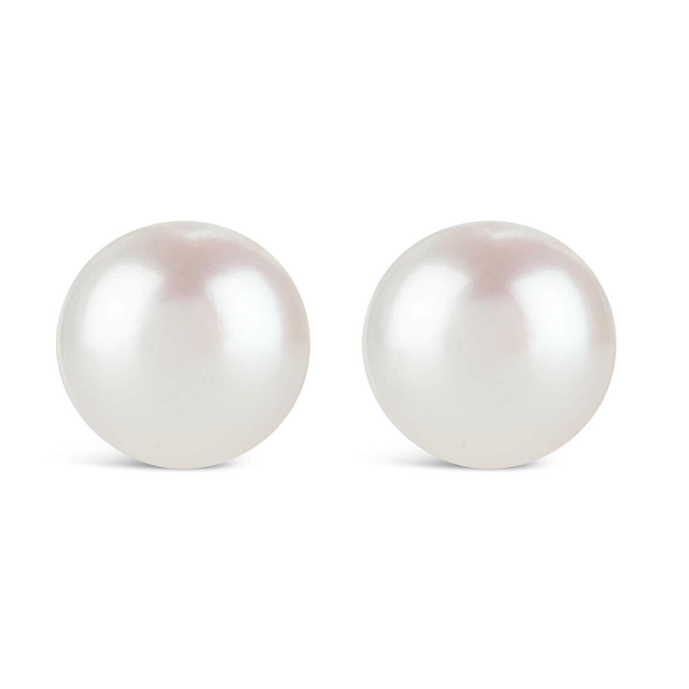 9ct White Gold Freshwater Pearl Stud Earrings