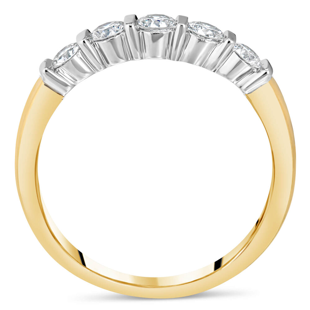 18 Carat Yellow Gold 5 Stone Diamond Bar Set 0.33ct Ladies Ring image number 2