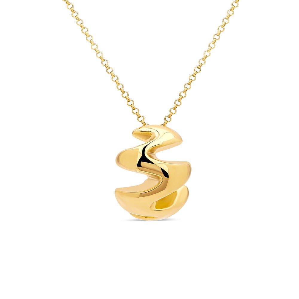 Sterling Silver Yellow Gold Plated Squiggle Shaped Pendant