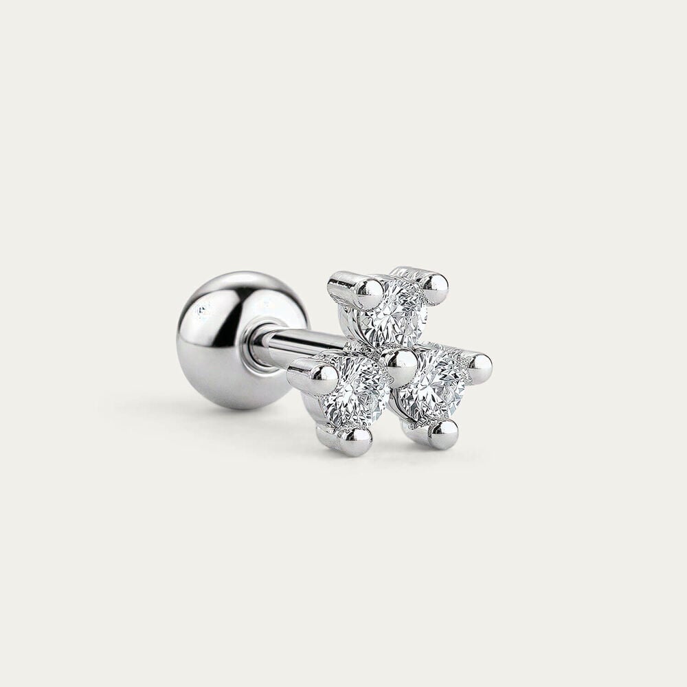 Sterling Silver Cubic Zirconia Cluster Single Stud Earring