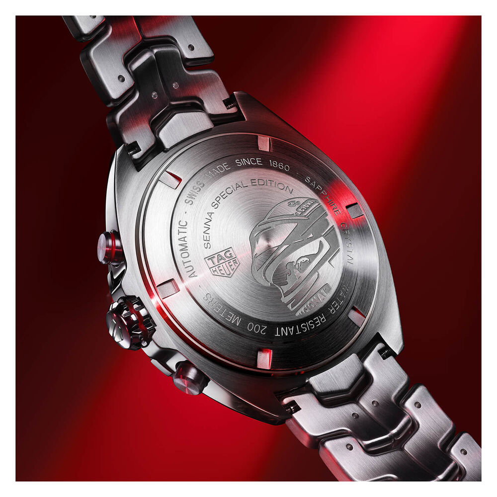 TAG Heuer Formula 1 Chronograph x Senna 44mm Black Dial Stainless Steel Bracelet Watch image number 7