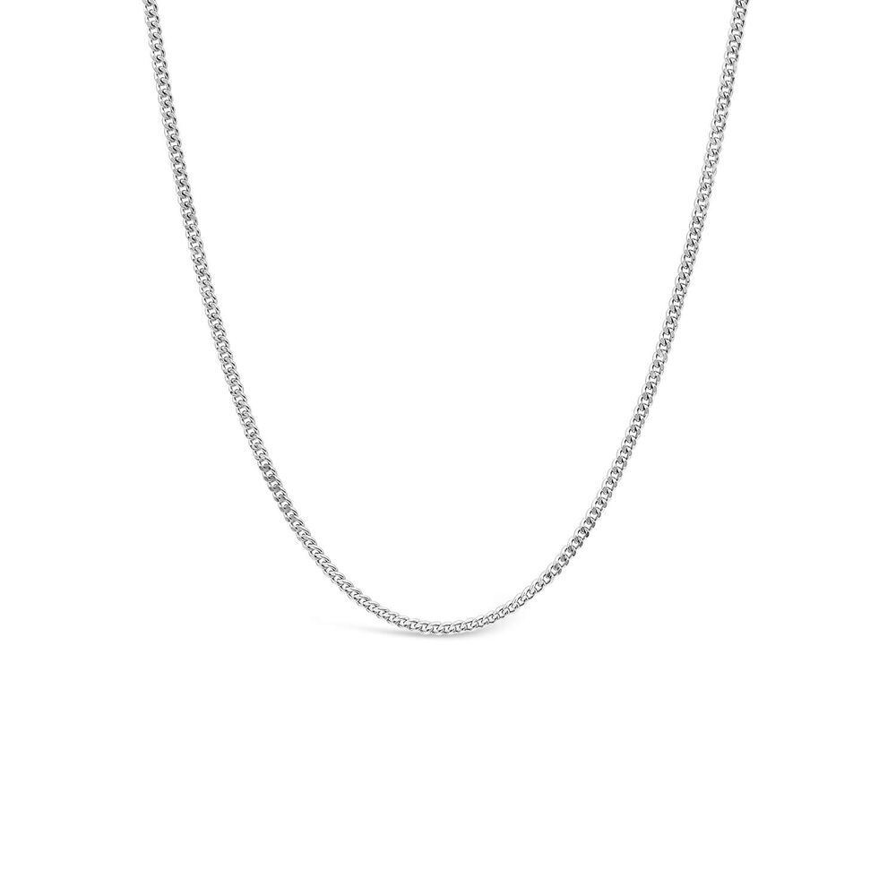 9ct White Gold Flat Curbed Chain Necklet image number 0