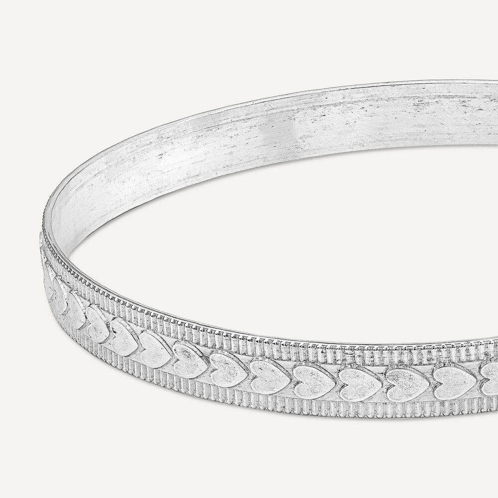 Sterling Silver Heart Design Baby Bangle image number 1