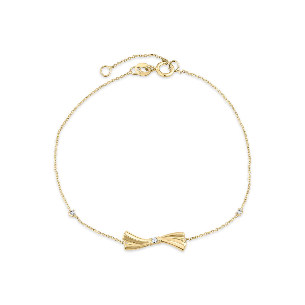 9ct Yellow Gold Cubic Zirconia Set Bow Bracelet image number 0