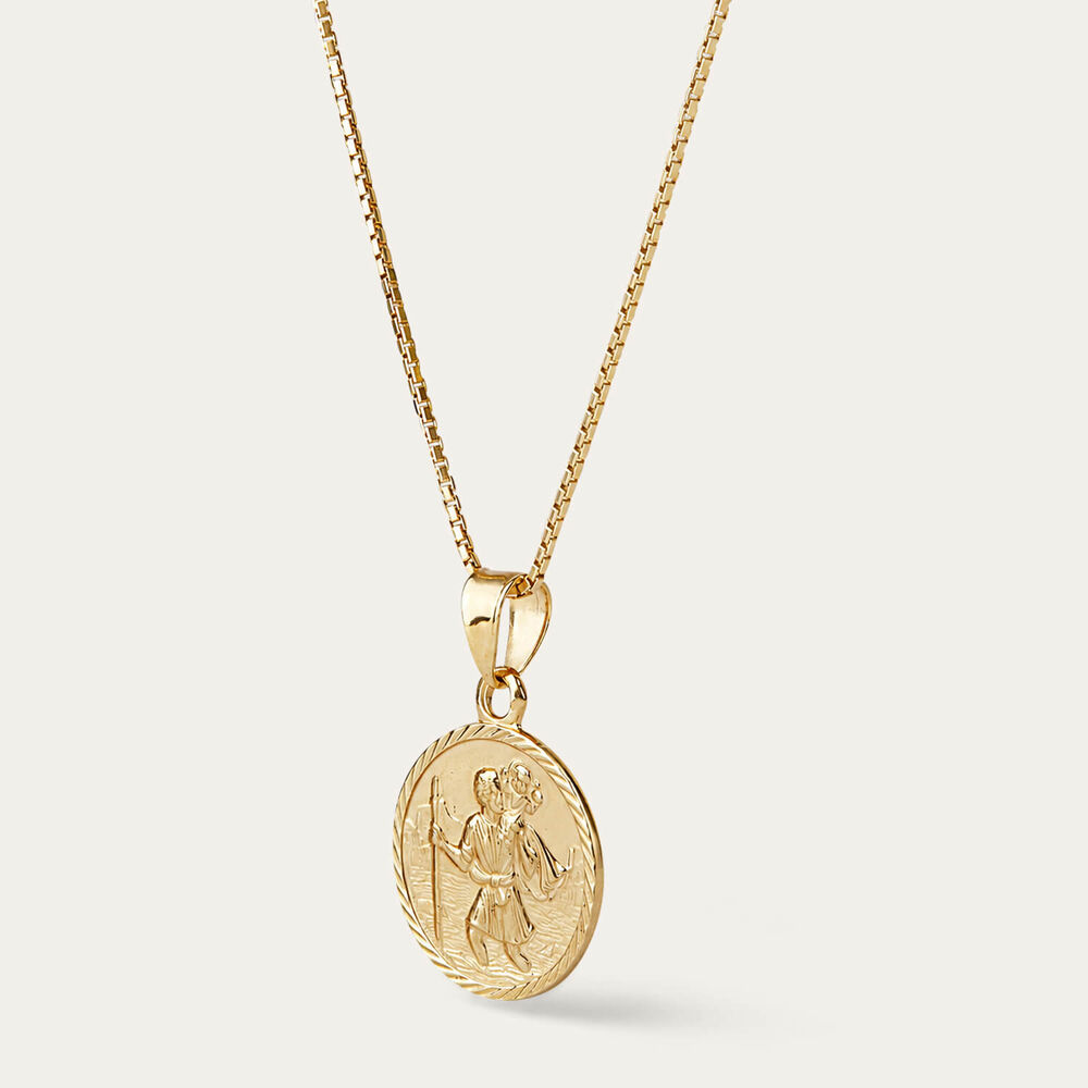Yellow Gold Plated Sterling Silver St Christopher Medal Pendant