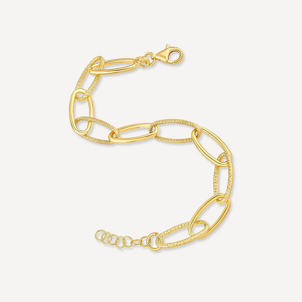 Silver & Yellow Gold Plated Open Curb Link Bracelet image number 3