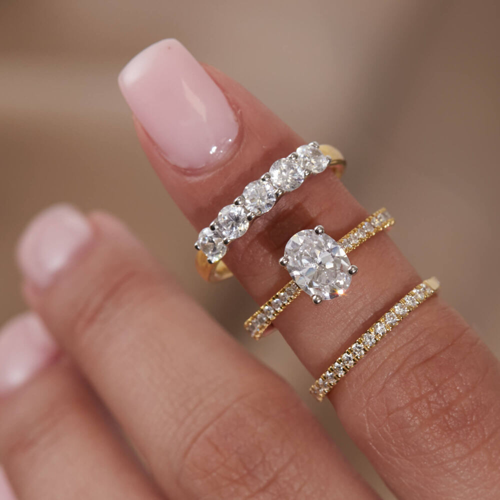 Born 18ct Yellow Gold Lab Grown 1.20ct Oval & Diamond Sides Ring image number 10