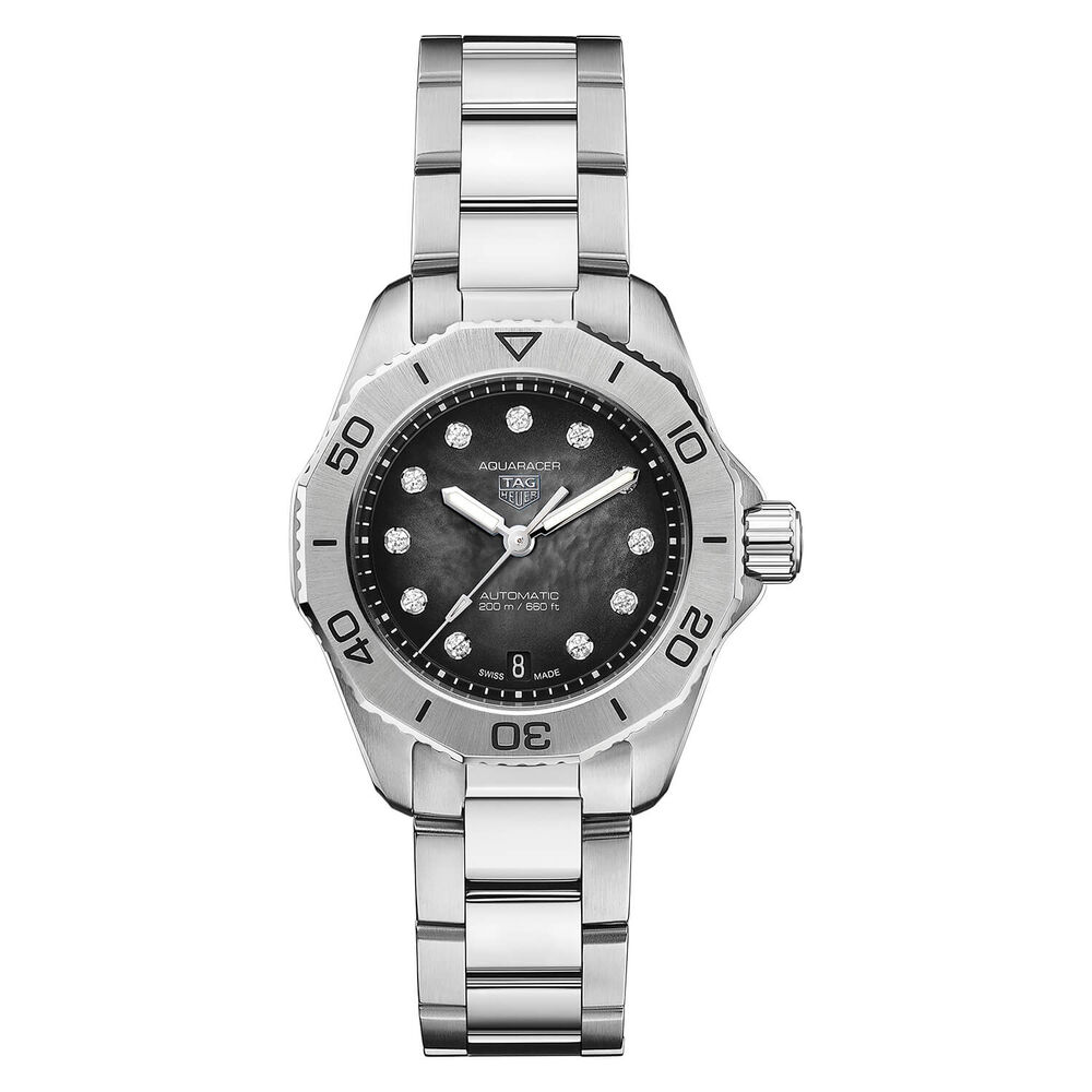 TAG Heuer Aquaracer Professional 200 Automatic 30mm Black Diamond Smokey Dial Bracelet Watch