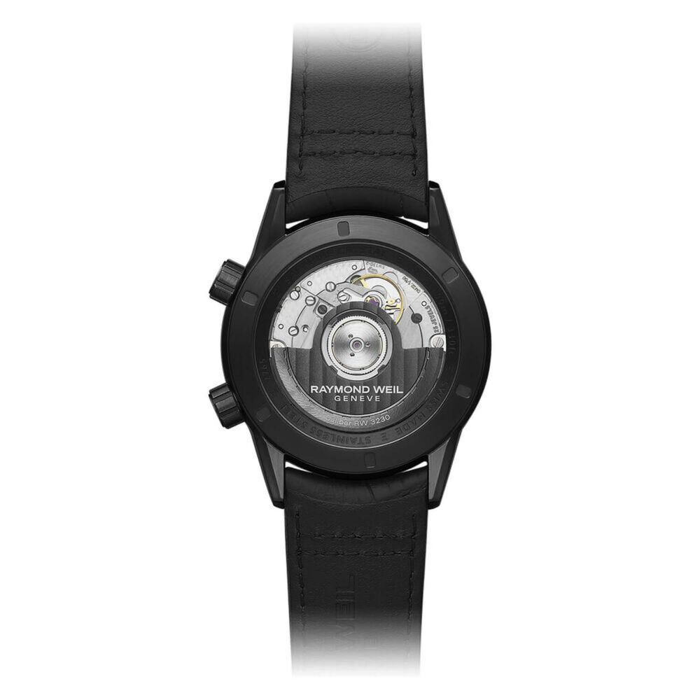Raymond Weil Freelancer GMT 40.5mm Black Dial Leather Strap Watch image number 2