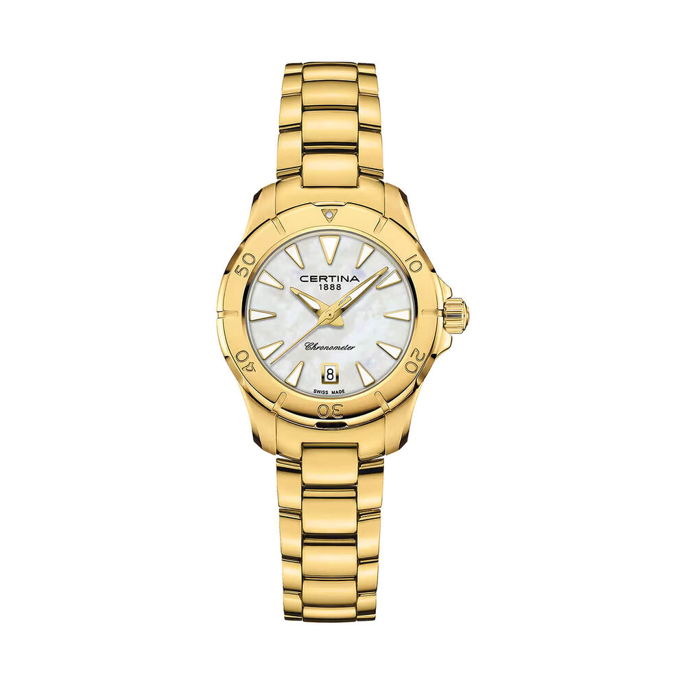 Certina DS Action Lady 29mm Mother of Pearl Dial Gold Tone Steel Bracelet Watch image number 0