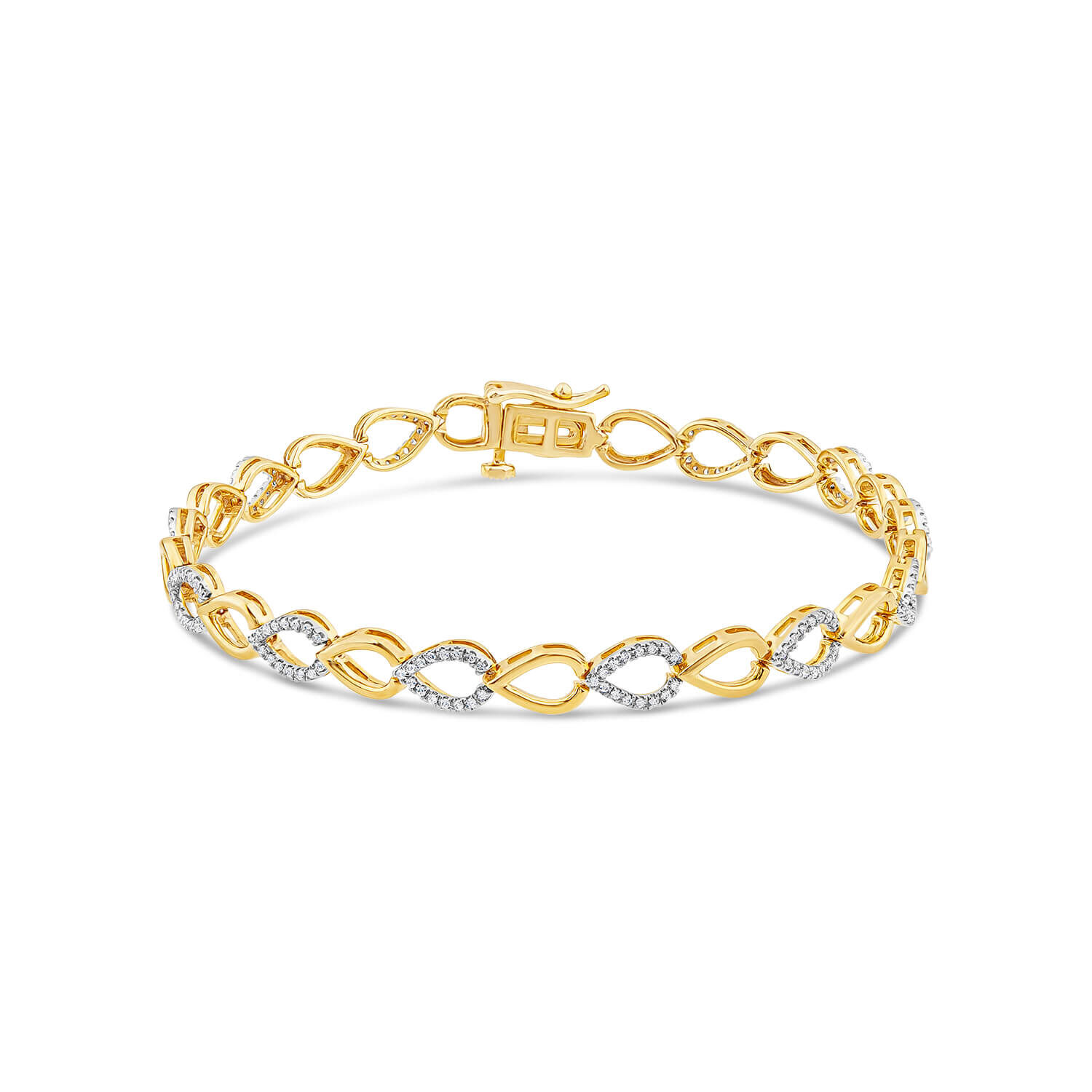 Diamond Tennis S Link Bracelet 14k Yellow Gold (3.08ct) - NG1756