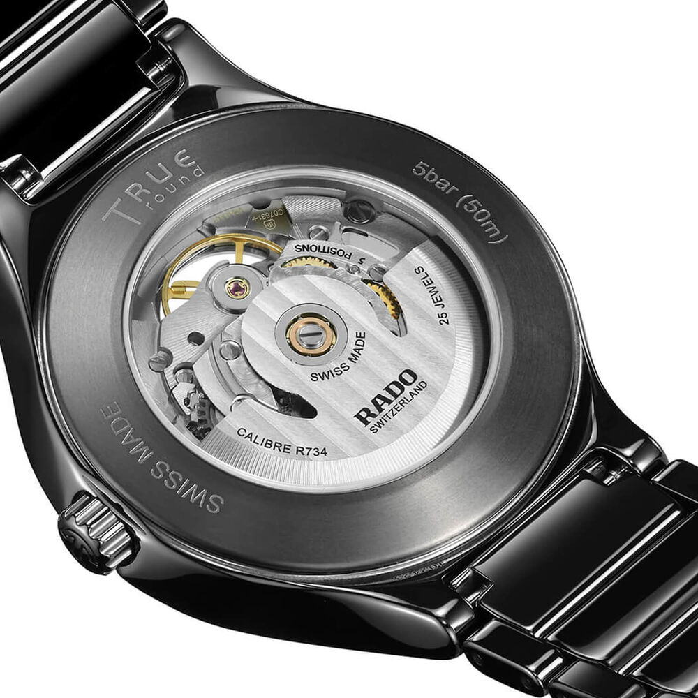 Rado True Round Automatic Open Heart 40mm Black Dial High-Tech Ceramic Bracelet Watch image number 3