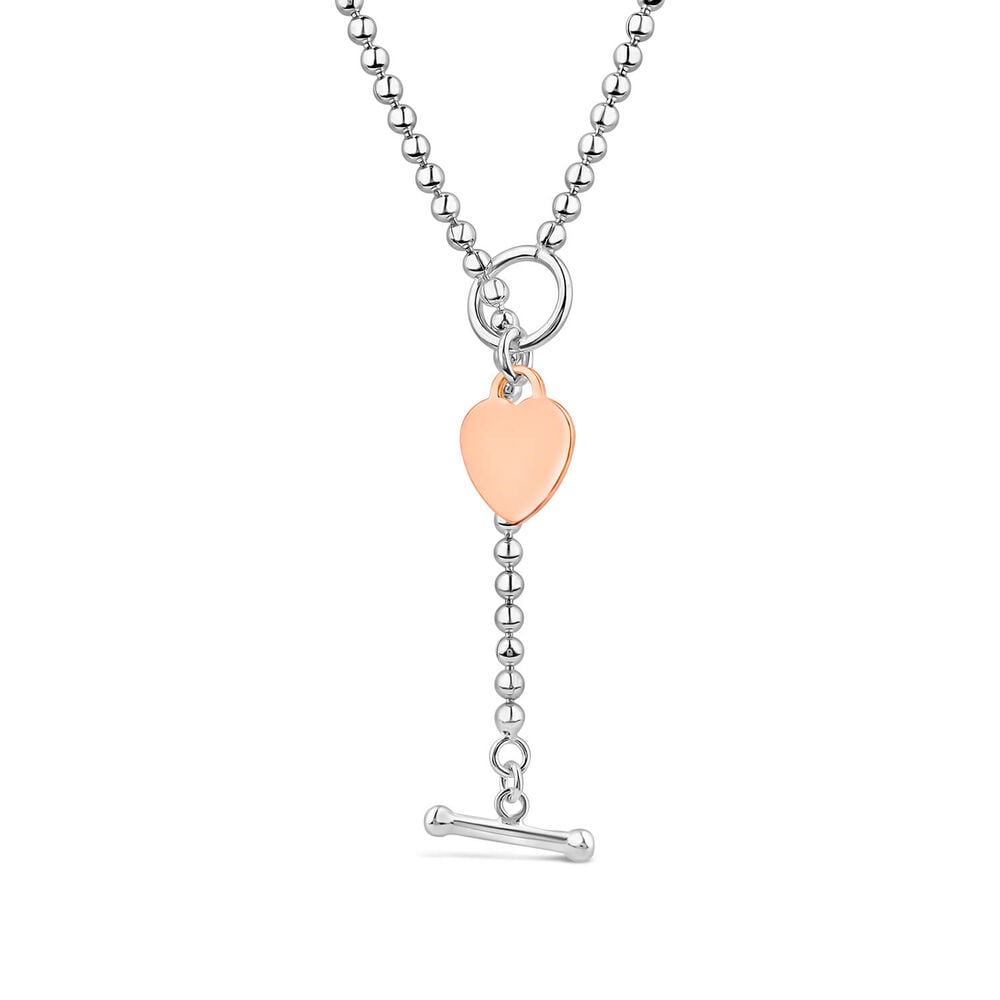 Sterling Silver & Rose Gold Plated Tiffany Heart T-Bar Necklet image number 0