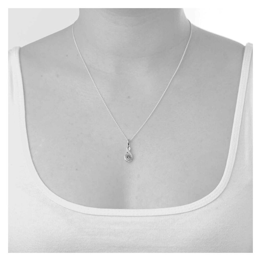 Sterling Silver and Cubic Zirconia March Birthstone Pendant (Chain Included) image number 2