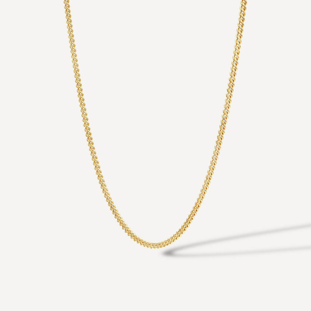 9ct Yellow Gold 18 inch Flat Curbed Chain Necklace image number 1