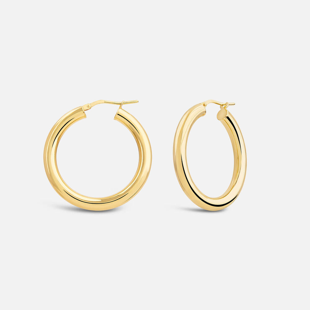 Yellow Gold Plated Sterling Silver 25mm Thick Hoop Earrings