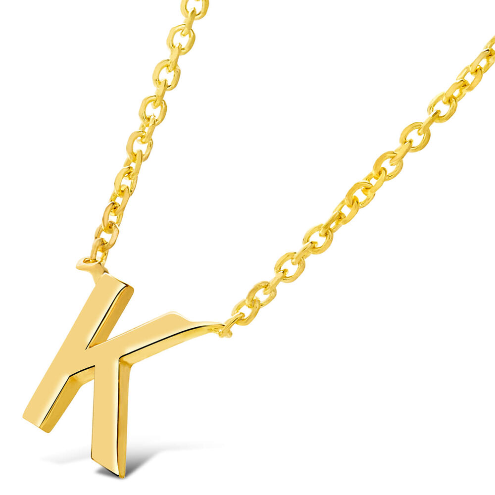 9 Carat Yellow Gold Petite Initial K Necklet  (Chain Included) image number 1