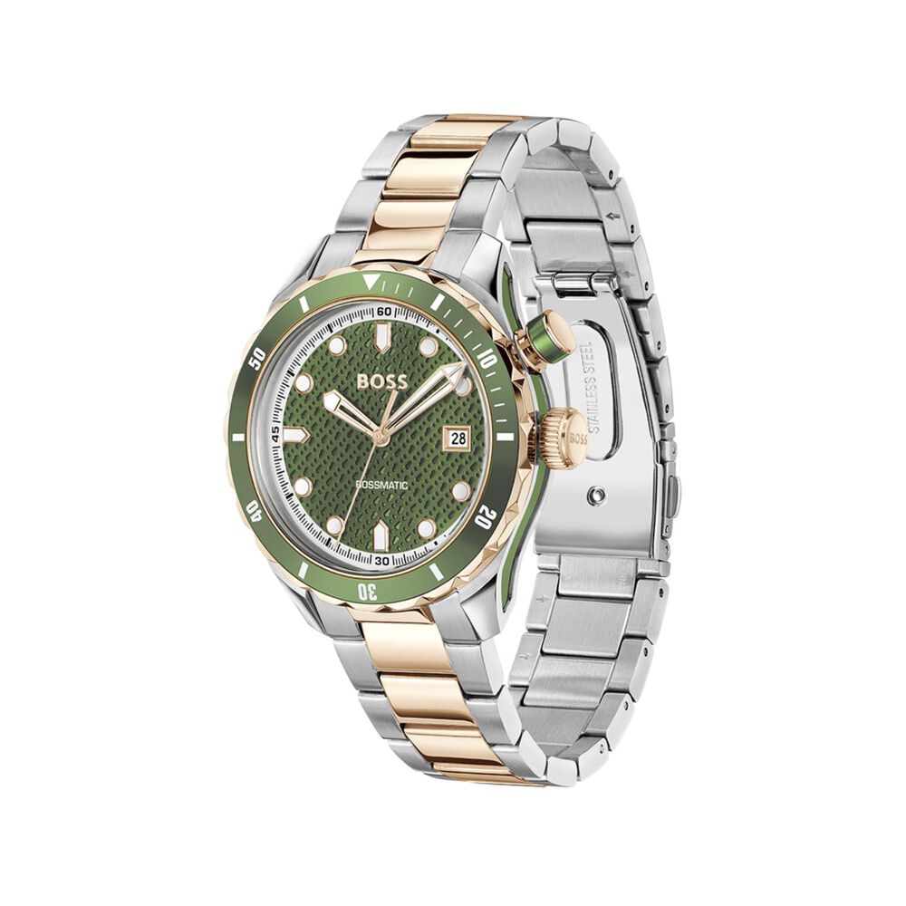 BOSS Bossmatic 42mm Green Dial Two-Tone Stainless Steel Bracelet Watch image number 3