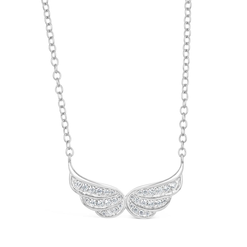 Sterling Silver Cubic Zirconia Wing Necklet image number 0