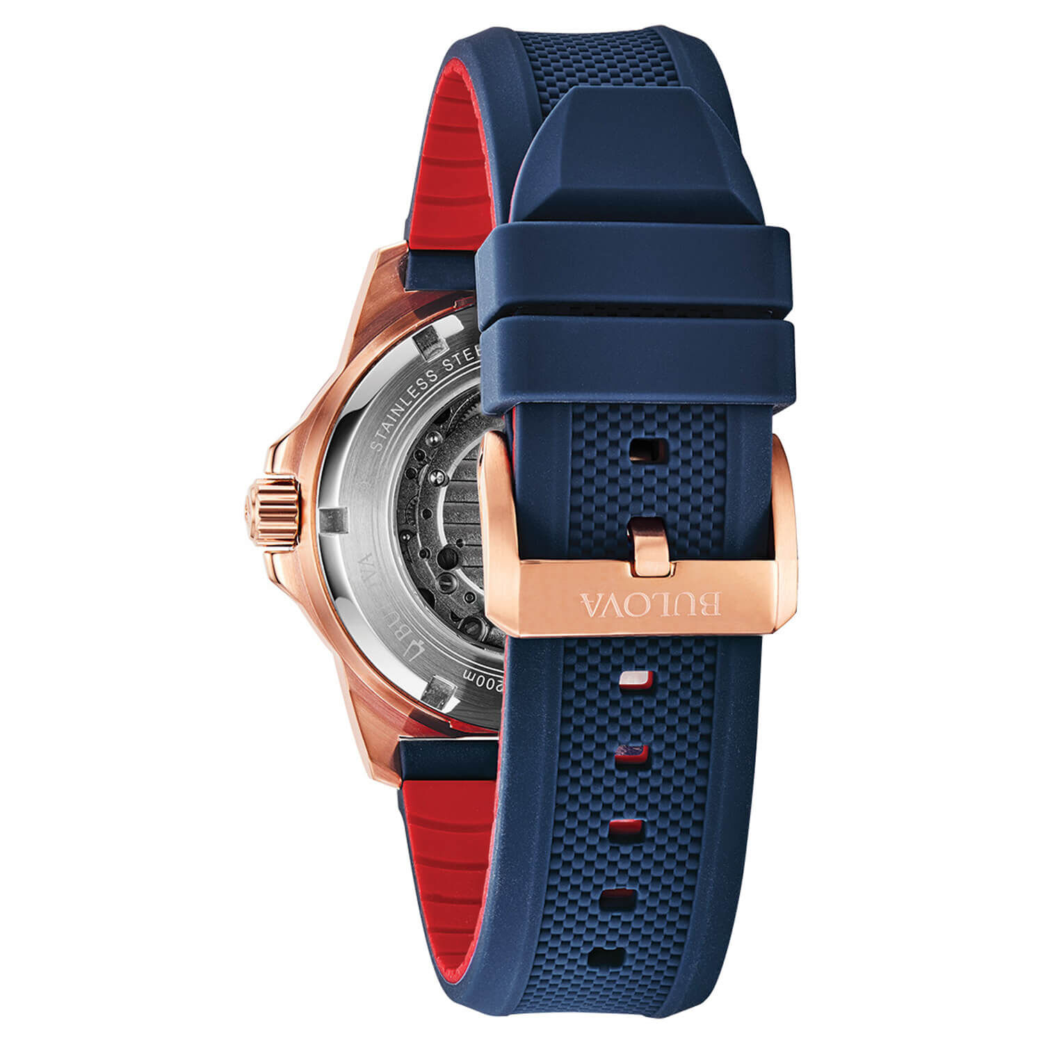 Bulova men's automatic marine star blue silicone strap watch 45mm shop