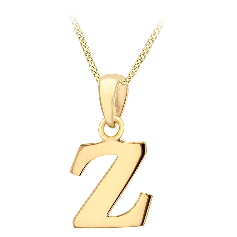 9ct Yellow Gold Plain Initial Z Pendant  (Chain Included) image number 0